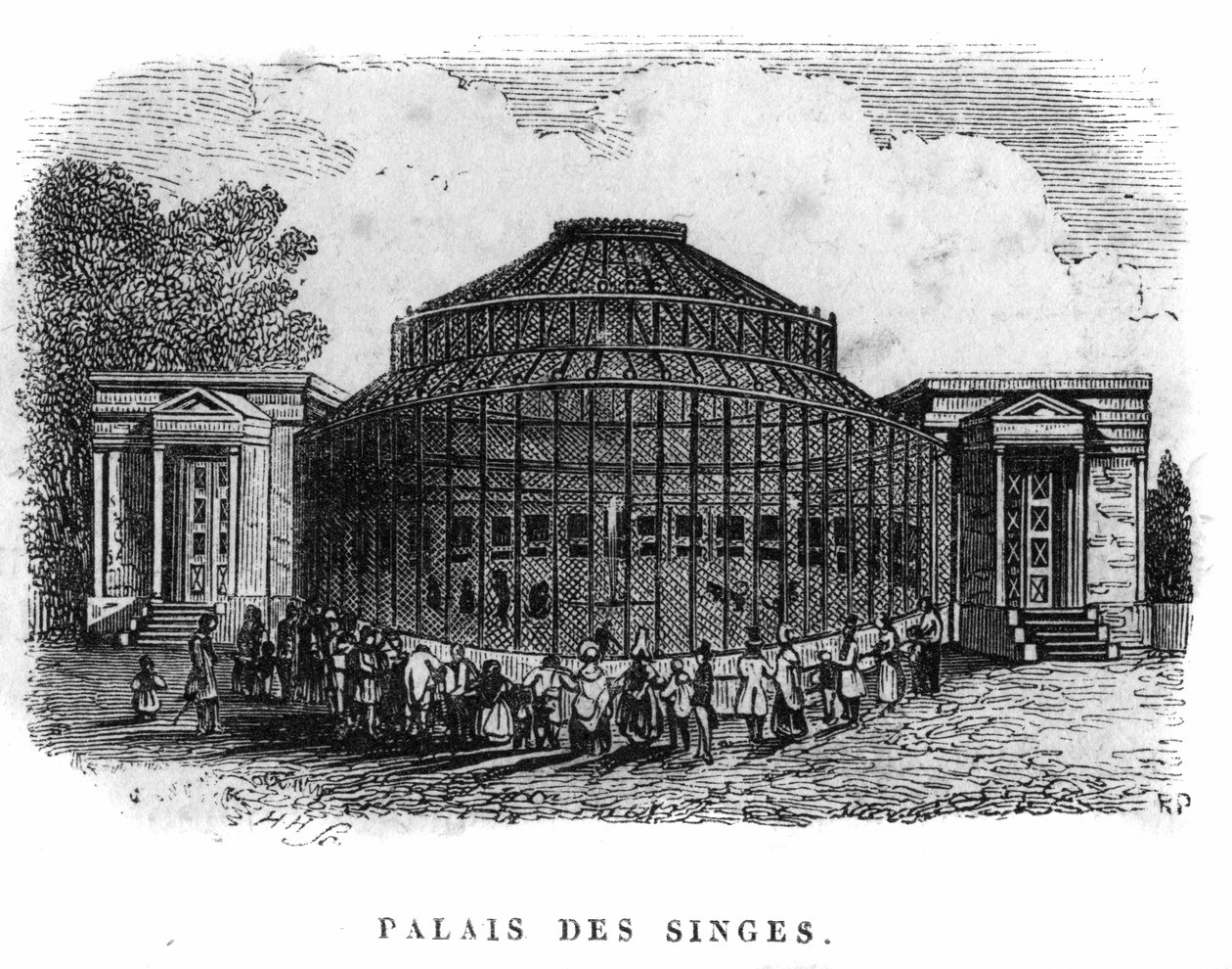 Jardin des Plantes in Parijs in 1861: paleis van de apen. door Unknown artist