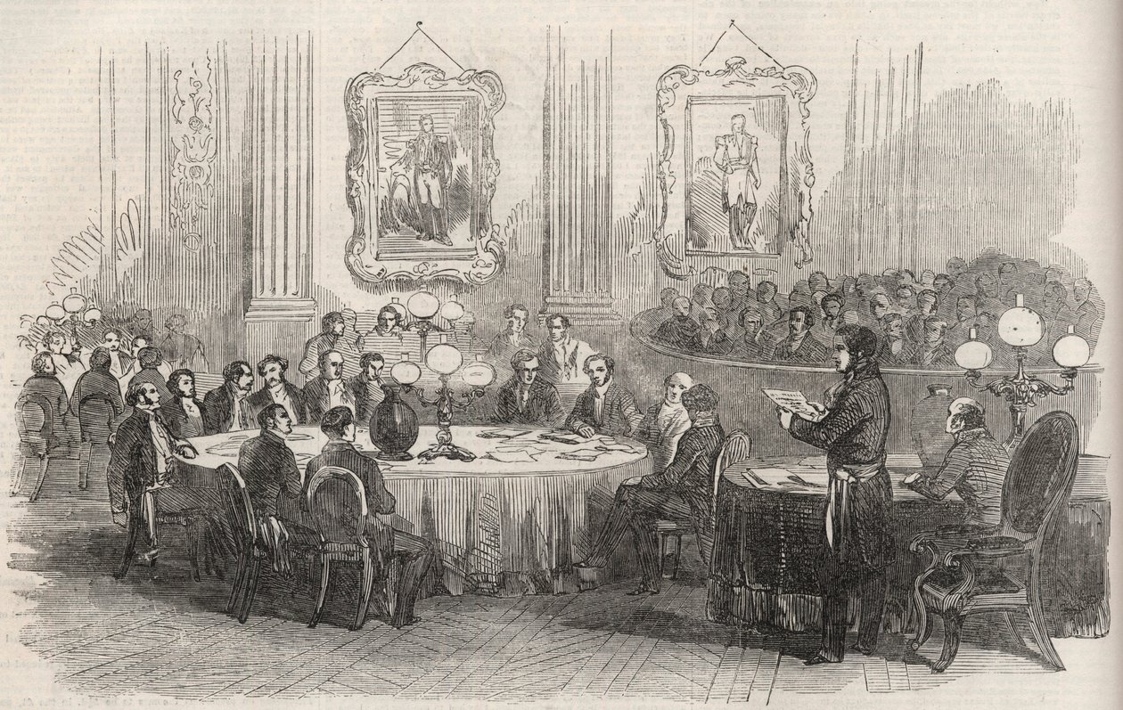 Jean-Jacques Berger (1790-1859) prefect van de Seine, kondigt de stemmen voor het keizerrijk aan de burgemeesters van de arrondissementen van Parijs aan door Unknown artist