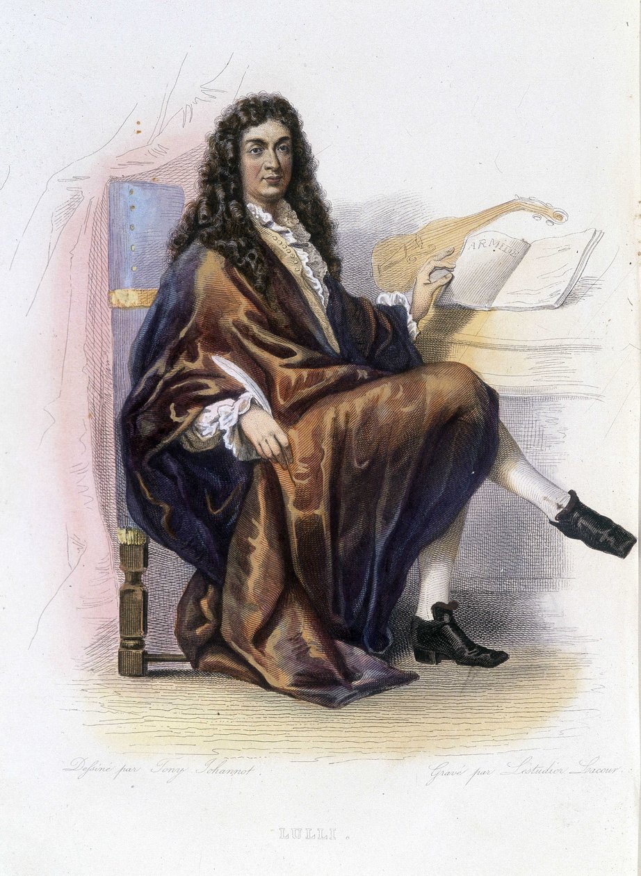 Jean Baptiste Lully (Giovanni Battista Lulli) (1632-1687) - in Le Plutarque français, Ed. Mennechet door Unknown artist