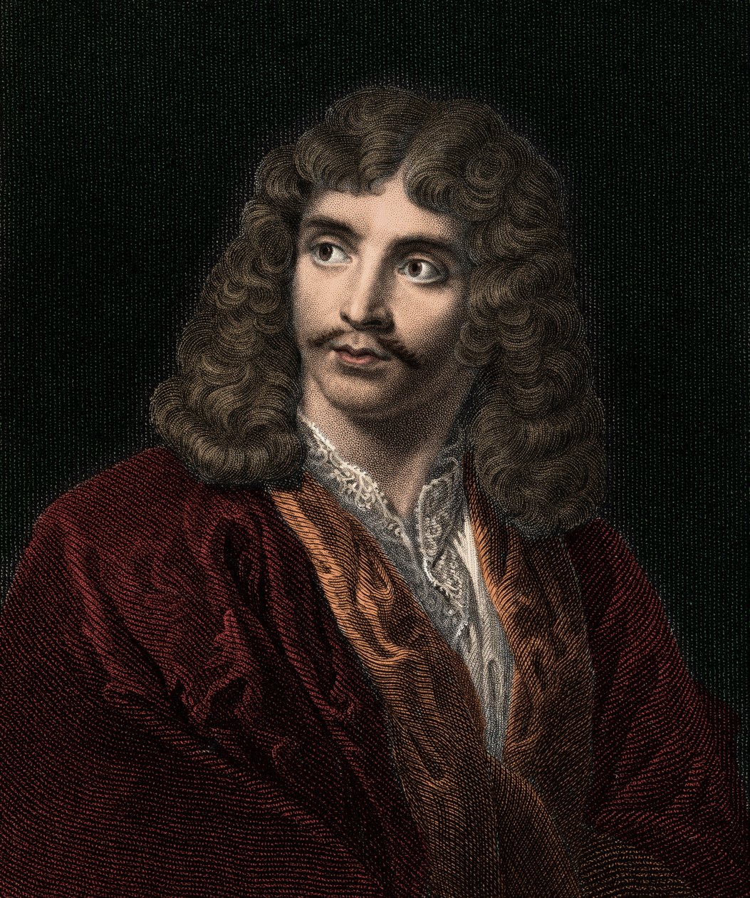 Jean Baptiste Poquelin Molière 1622-1673 - gravure - 19e eeuw door Unknown artist