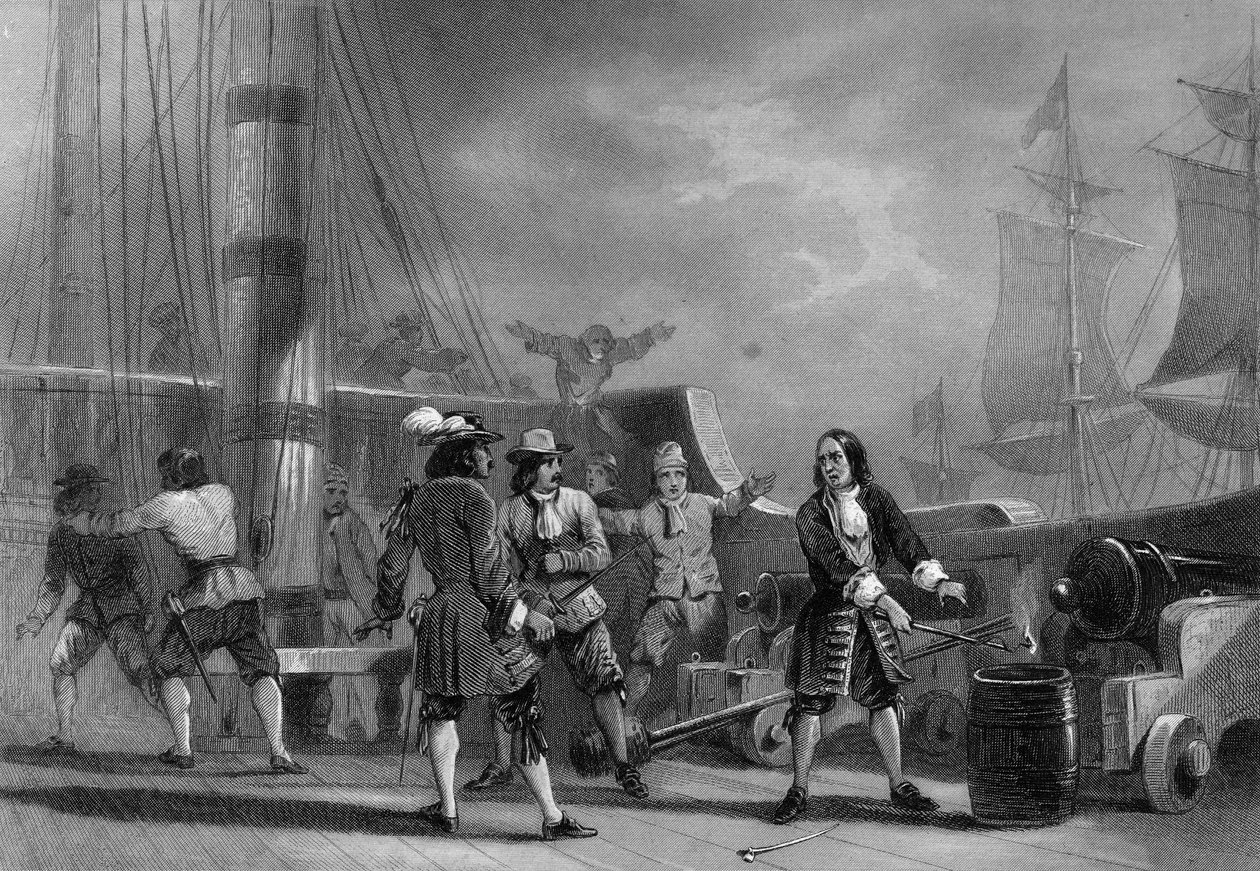 Jean Bart (1650-1702) aan boord van de Engelse Kaper. in "Algemene Geschiedenis van de Marine" door Van Tenac door Unknown artist
