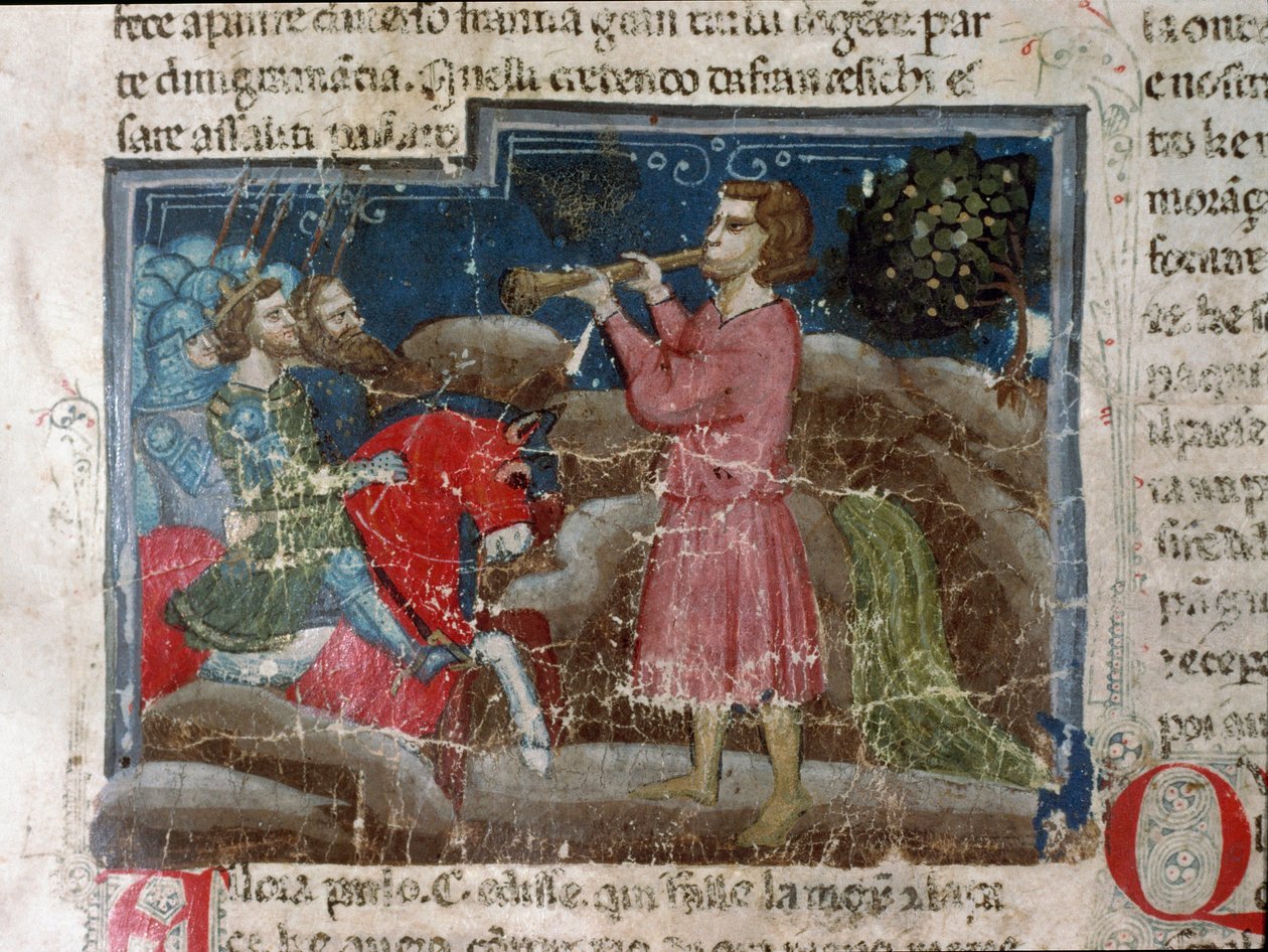 Julius Caesar (101-44 v.Chr.) spreekt zijn krijgers toe (detail) door Unknown artist