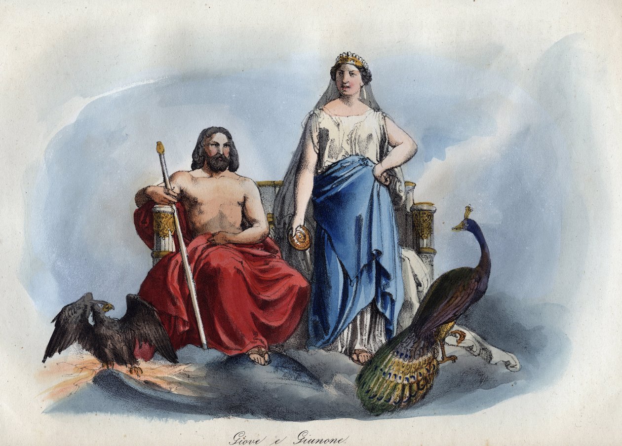 Jupiter en Juno - gravure uit 