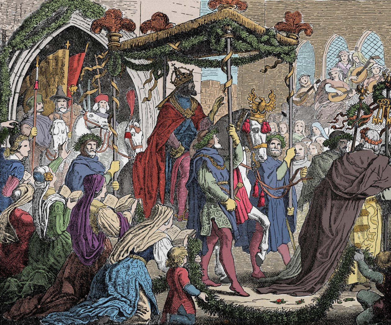 Karel IV betreedt Avignon in 1365 door Unknown artist