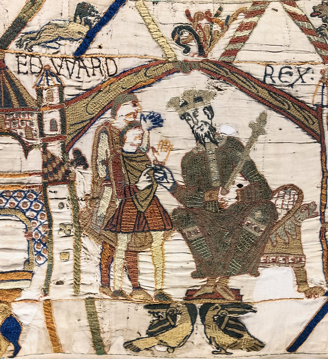 Koning Edward de Belijder stuurt Harold naar Normandië, Tapijt van Bayeux door Unknown artist
