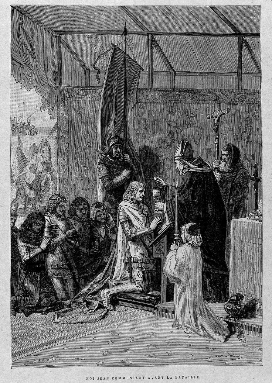 Koning Jan communiceert voor de slag (Poitiers?) door Unknown artist