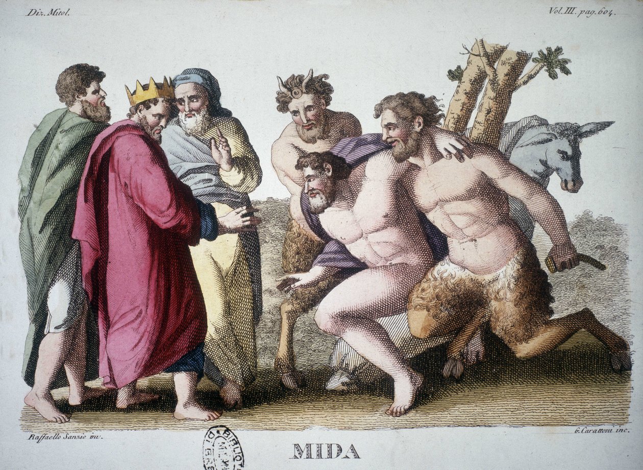 Koning Midas - gravure door Unknown artist