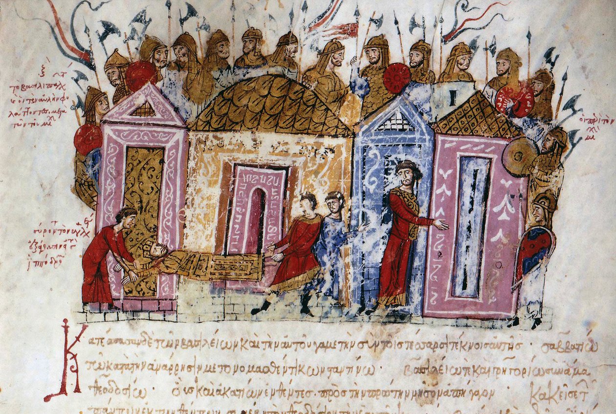 De gewapende Varangiaanse garde (Vikingen uit Denemarken en Zweden, die over het hele rivierennetwerk van de oostelijke gebieden reisden en forten bouwden, tot aan de Kaspische Zee, en zo de basis legden voor wat de Russische staat zou worden) door Unknown artist