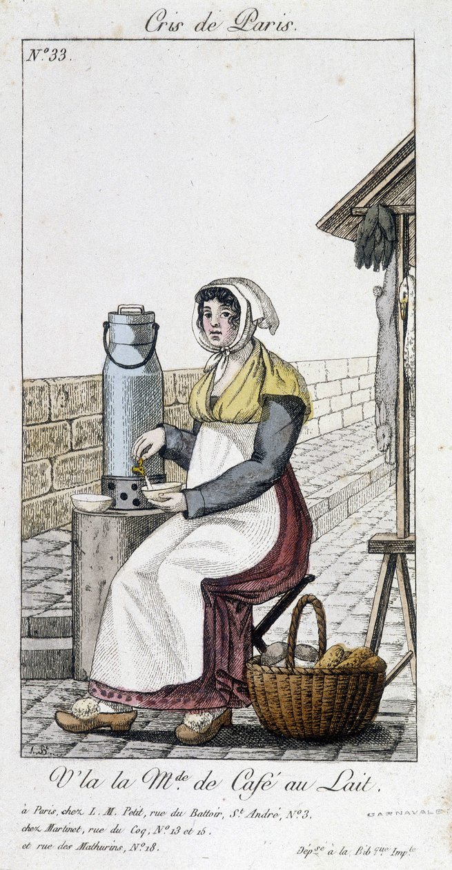 De koffie met melk verkoper - in "Cris de Paris" door Unknown artist