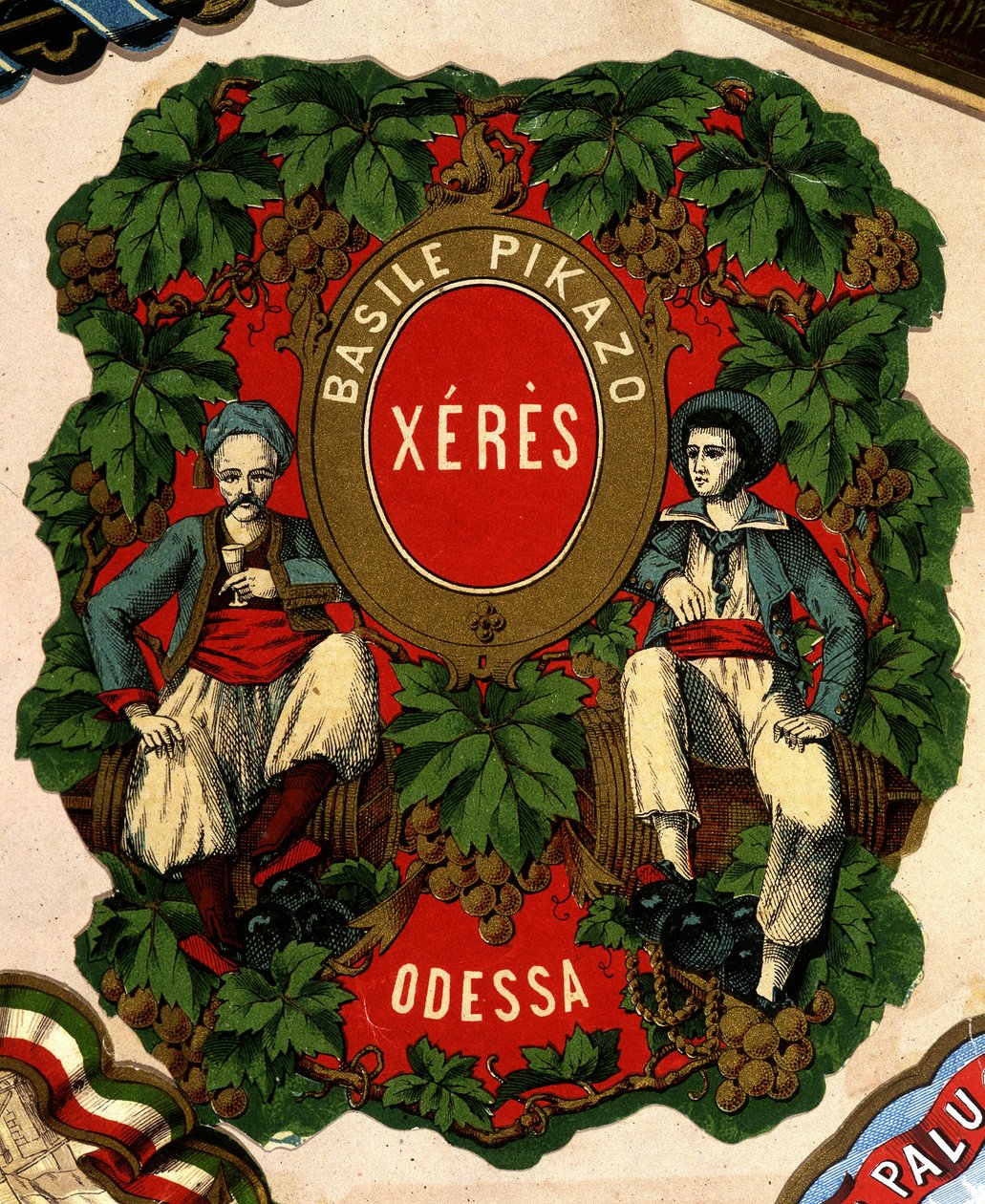 Etiket van "Basile Pikazo - Jerez - Odessa", 19e eeuw door Unknown artist