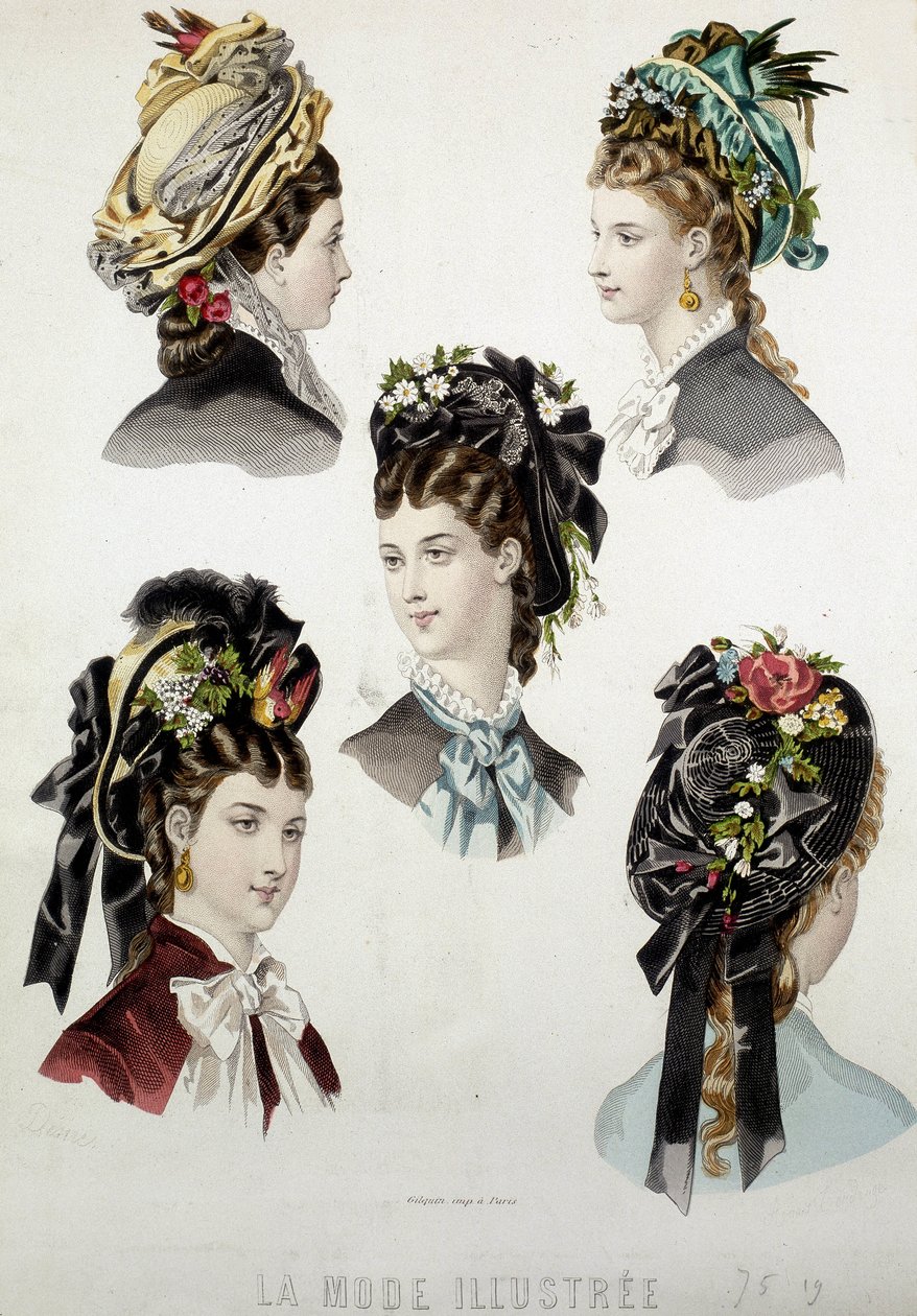 Dameskapsels - gravure, eind 19e eeuw door Unknown artist