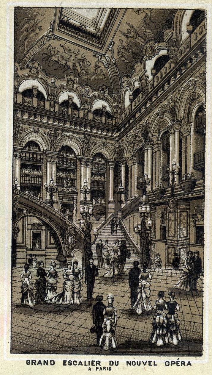 Grote trap van de nieuwe Opera (Opera Garnier) in Parijs door Unknown artist