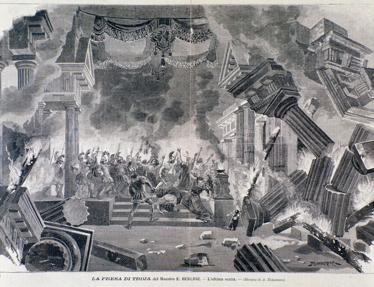 Laatste scène van de opera De Trohans door Hector Berlioz door Unknown artist