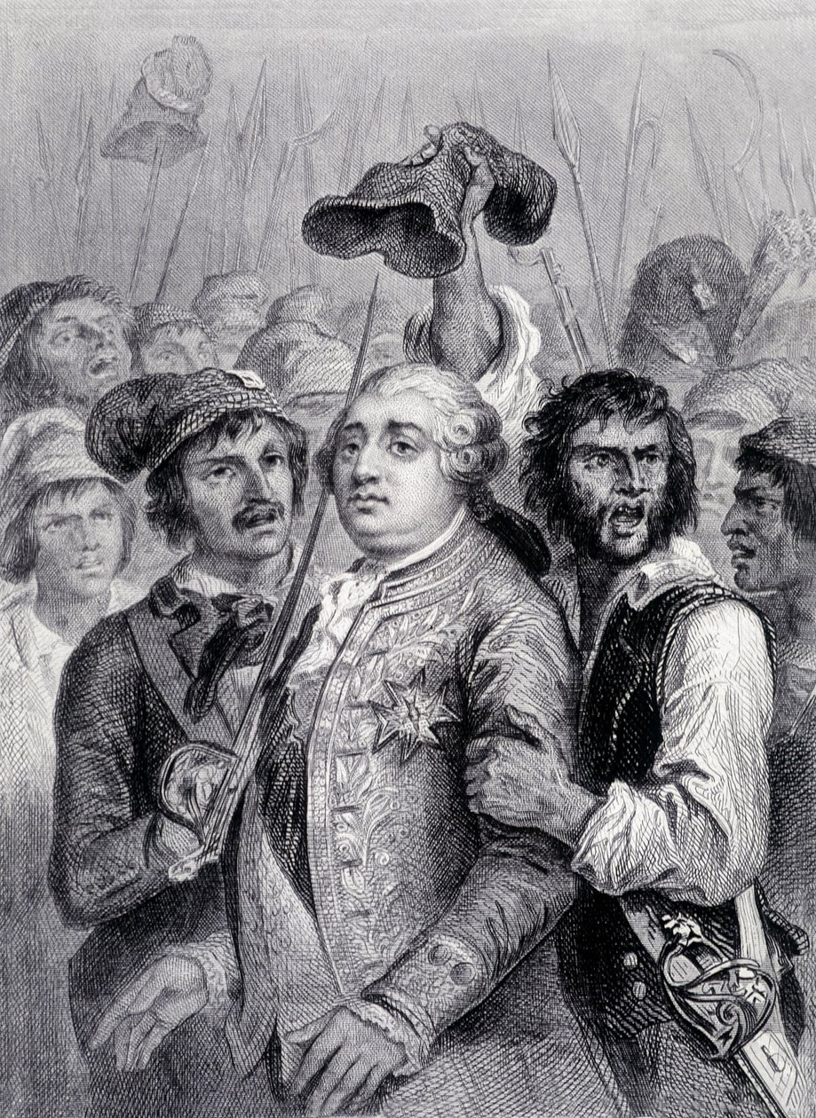 Het volk bij de Tuilerieën, kap Louis XVI van de Frygische muts, 20 juni door Unknown artist