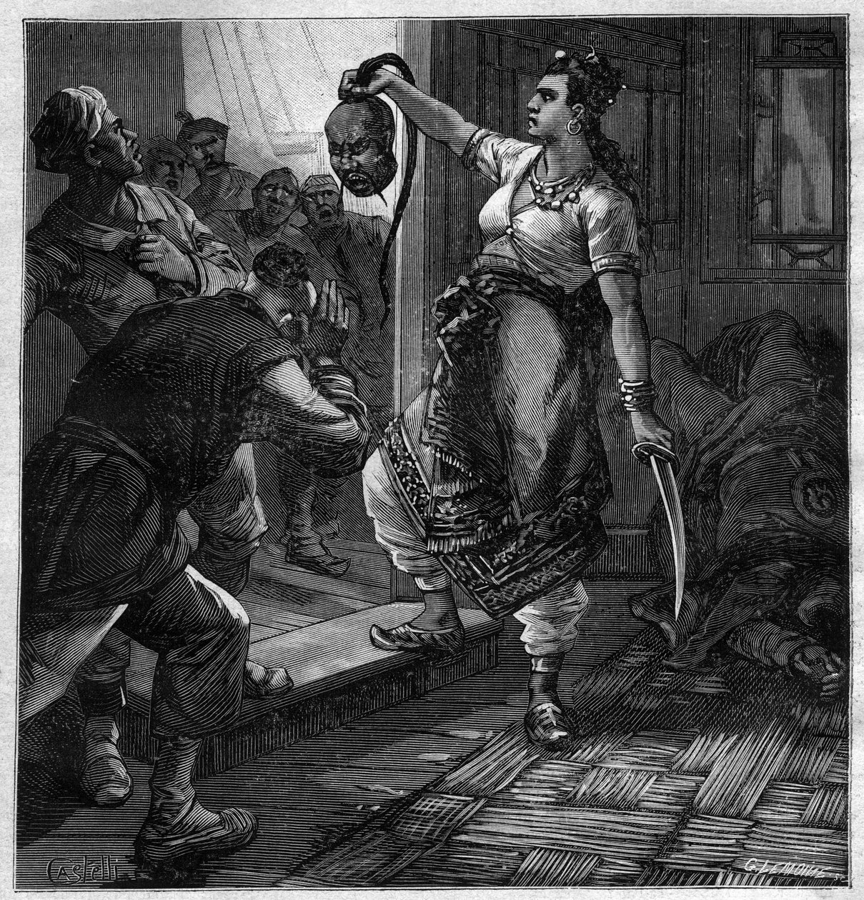 Le pirate du Tonkin - illustratie voor de roman door Pierre Mael (Charles Causse en Charles Vincent) gravure in 