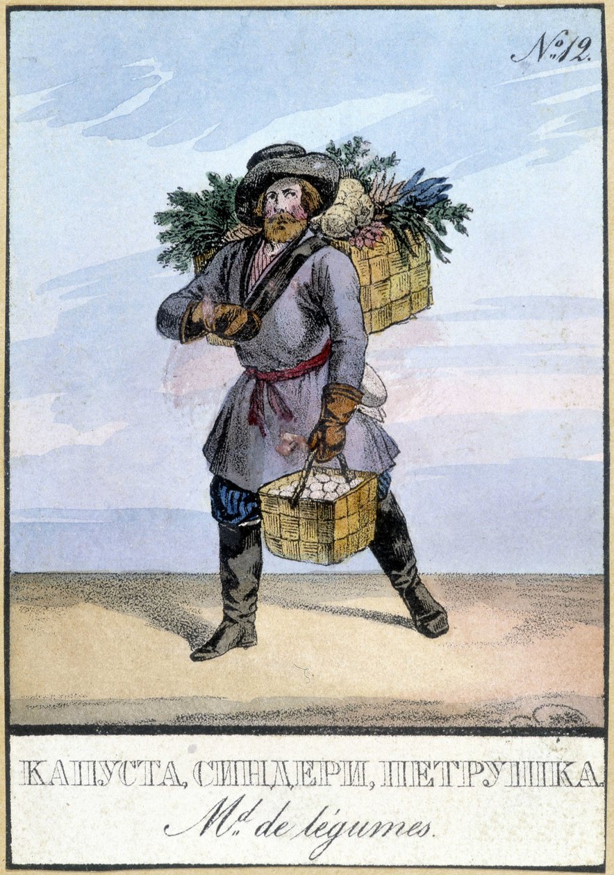 Groentehandelaar in Rusland in de 19e eeuw door Unknown artist