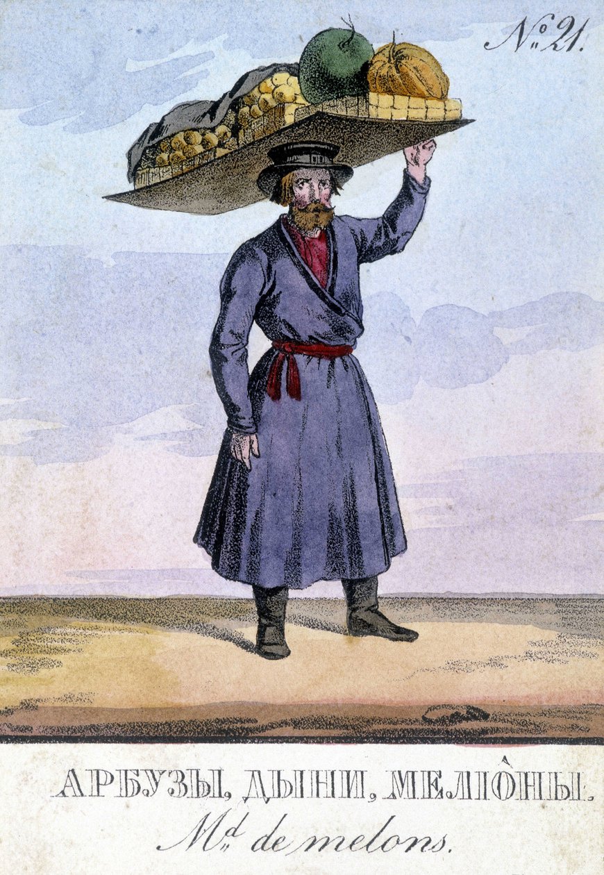 Groentehandelaar in Rusland in de 19e eeuw. door Unknown artist