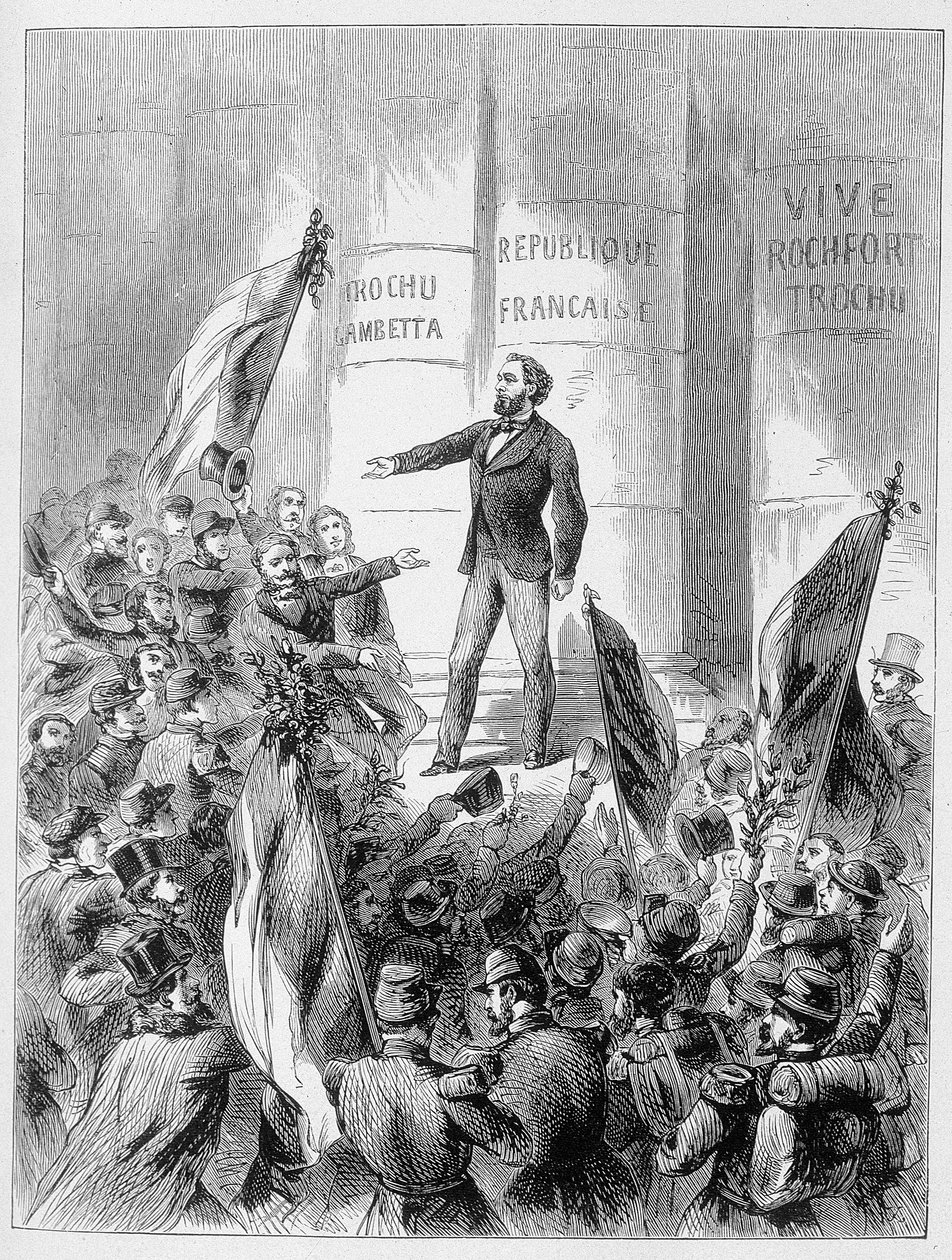 Leon Gambetta kondigt de proclamatie van de Republiek aan op 4 september door Unknown artist