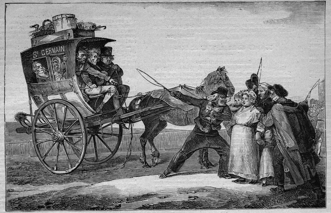 Les Omnibus de Paris in de 19e eeuw: De Koekoek - Gravure uit 1892 door Unknown artist