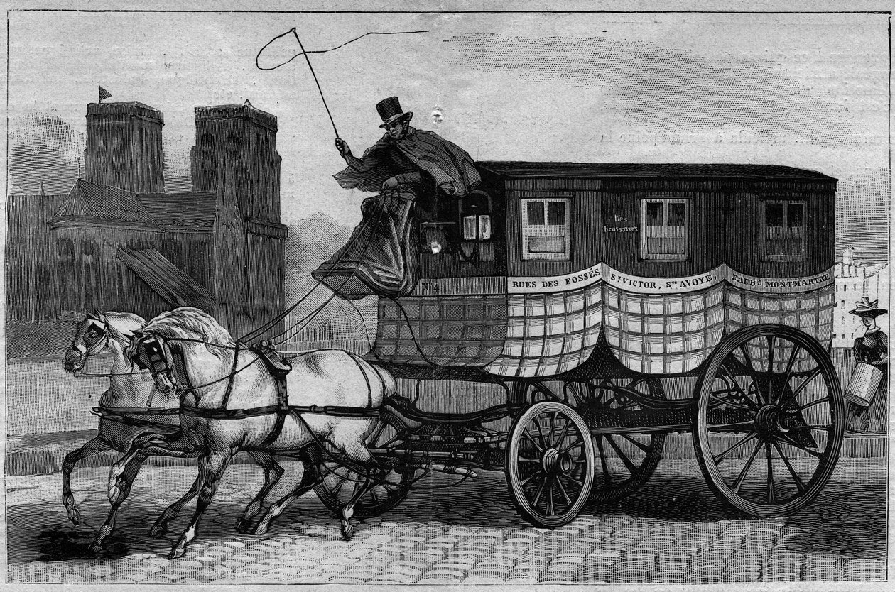 Les Omnibus de Paris in de 19e eeuw: de Schot - Gravure uit 1892 door Unknown artist