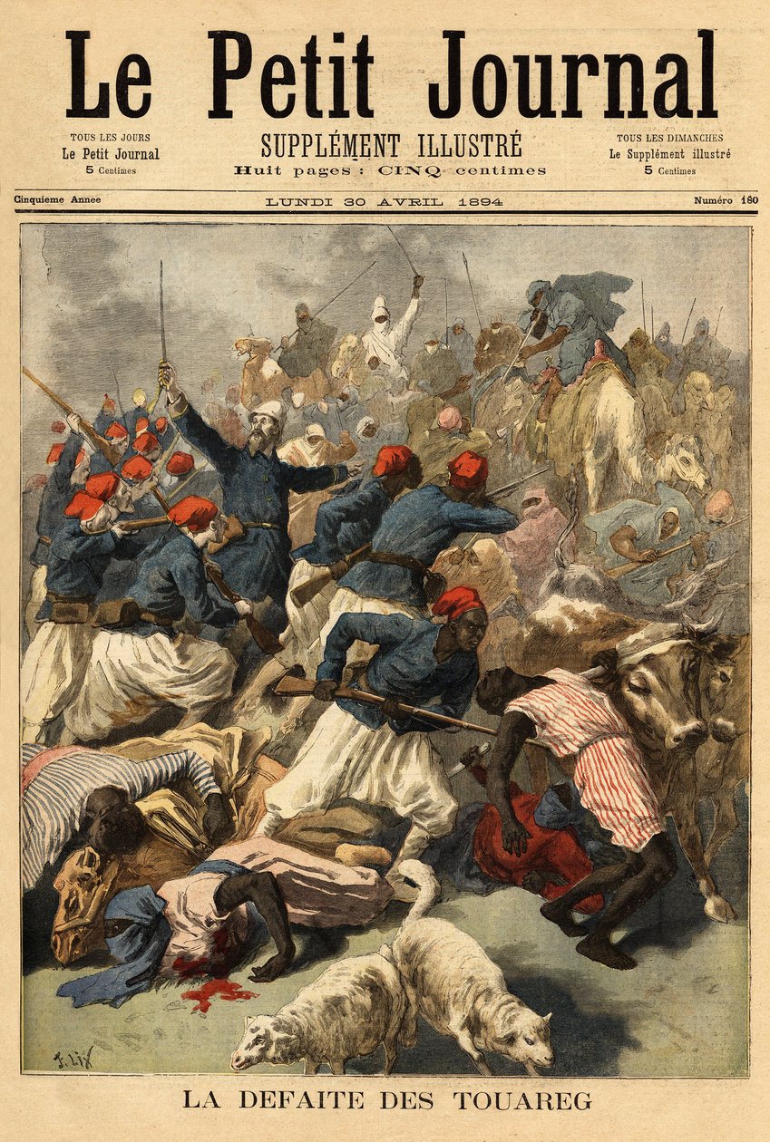 Luitenant-kolonel Joseph Joffre (1852-1931), commandant van de Franse troepen in Soedan (Frans Soedan, huidig Mali), onderwierp op 23 maart 1894 de Toeareg-stammen 
