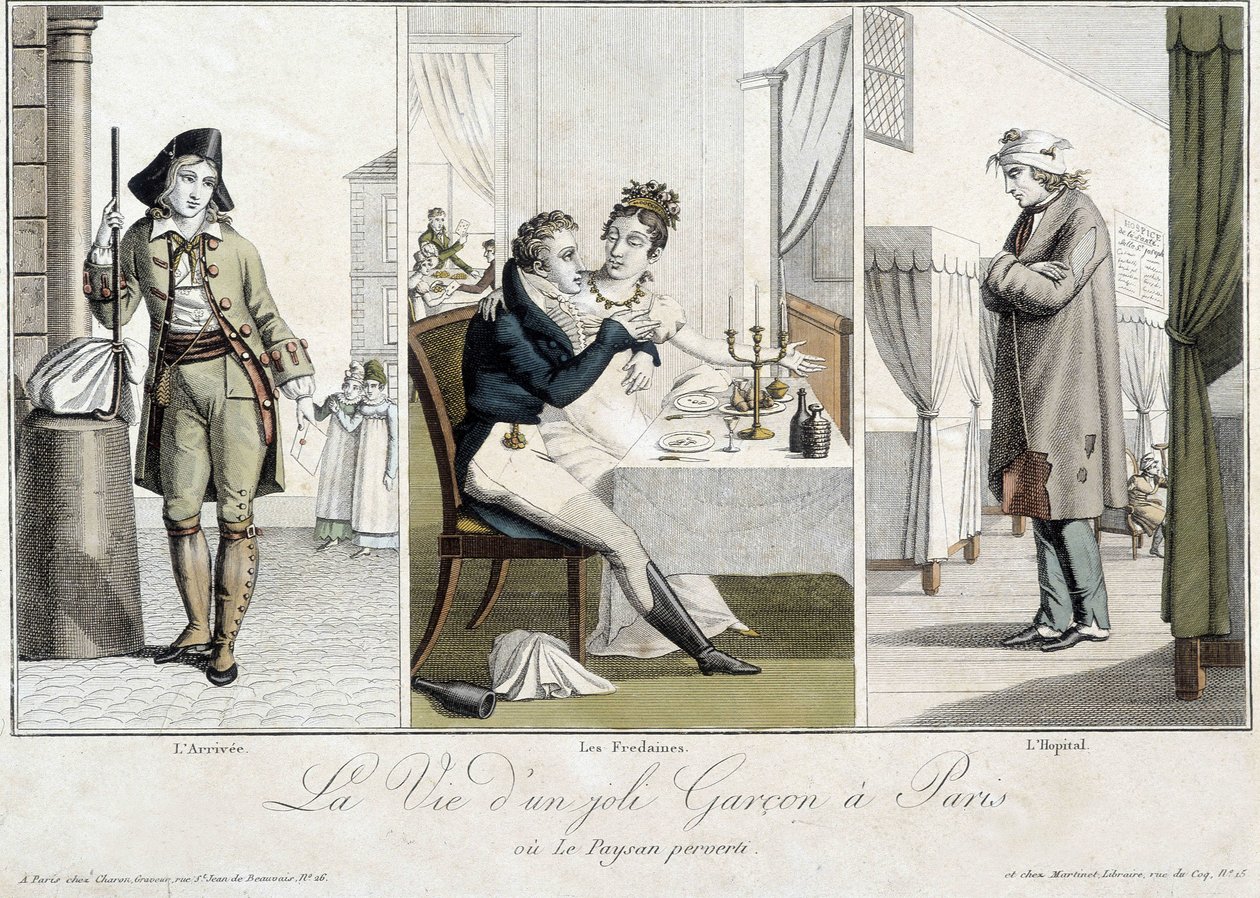 Leven van een mooie jongen in Parijs of de perverse boer: de aankomst, de Fredaines en het ziekenhuis - Carnavalet door Unknown artist