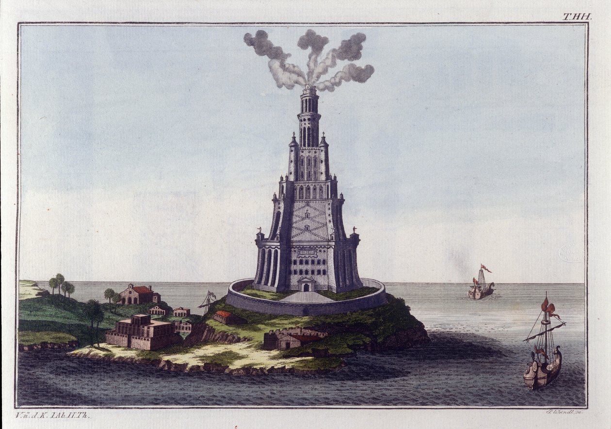 Vuurtoren van Alexandrië. Gravure uit het begin van de 19e eeuw door Unknown artist