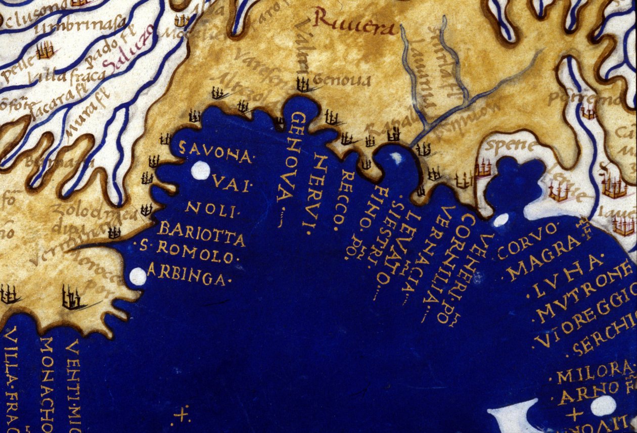 Ligurië. Atlas manuscript uit de 15e eeuw Berlinghieri. door Unknown artist
