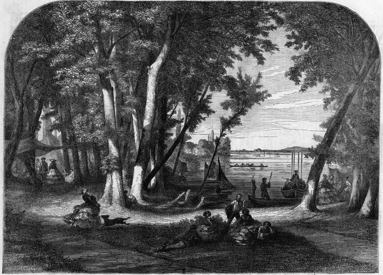 Het eiland Croissy, in de zomer door Unknown artist
