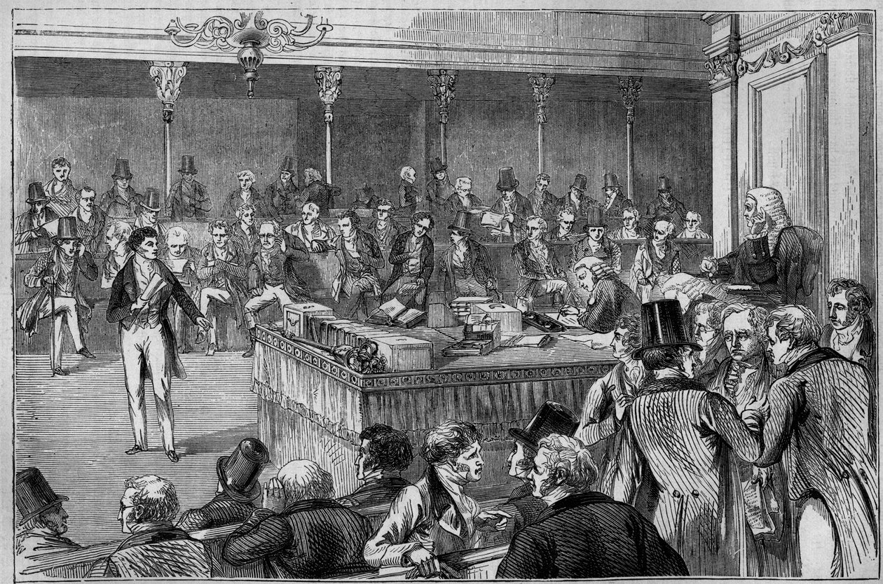 Lord John Russell (1792-1878) introduceert de Reform Bill (Reform Act) in het Hogerhuis 1832 (gravure) door Unknown artist