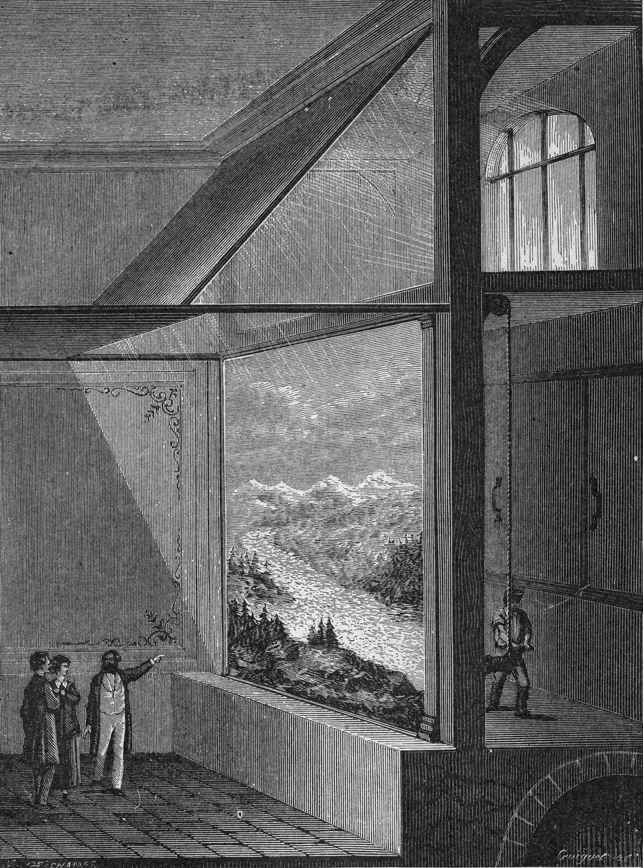 Louis Daguerre voerde een demonstratie uit van het diorama en de manier van schilderen door Unknown artist