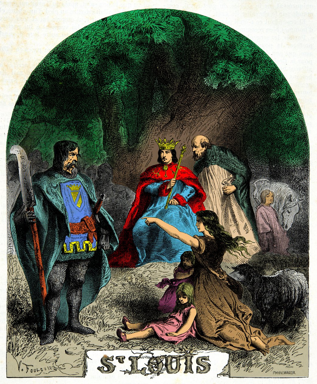 Lodewijk IX (Saint Louis 1214-1270) die recht spreekt onder een eik door Unknown artist