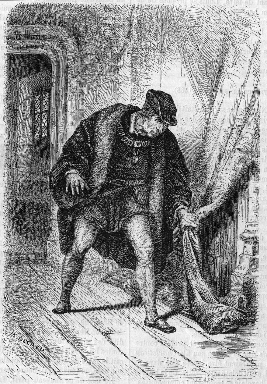 Lodewijk XI, koning van Frankrijk in Peronne (Italië). door Unknown artist
