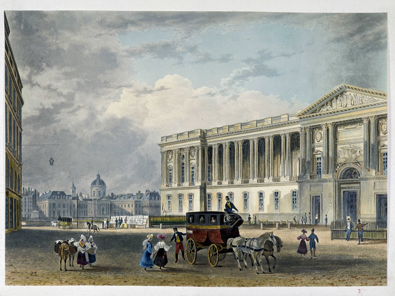 Louvre - Oostgevel, op de achtergrond de koepel - 19e eeuw door Unknown artist