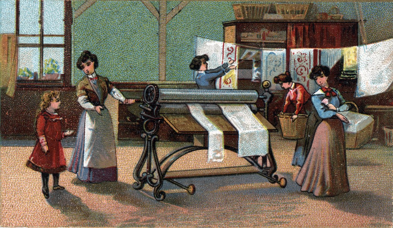 Strijkmachine. Chromolithografie van het einde van de 19e eeuw. door Unknown artist