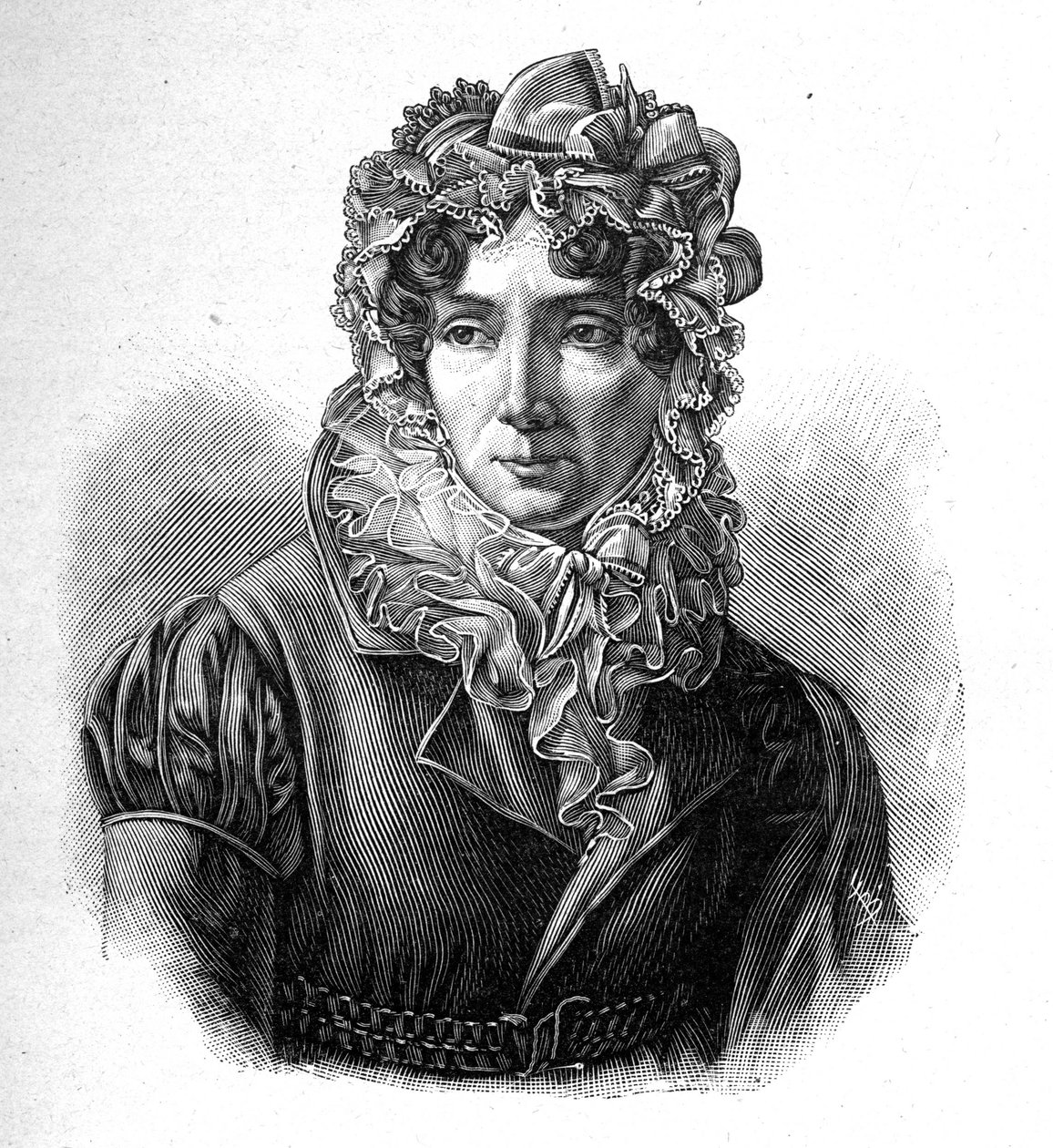 Madame de Genlis - Portret van Stéphanie Felicite Du Crest de Saint-Aubin (1746-1830), Gravin van Genlis, Franse schrijfster. door Unknown artist