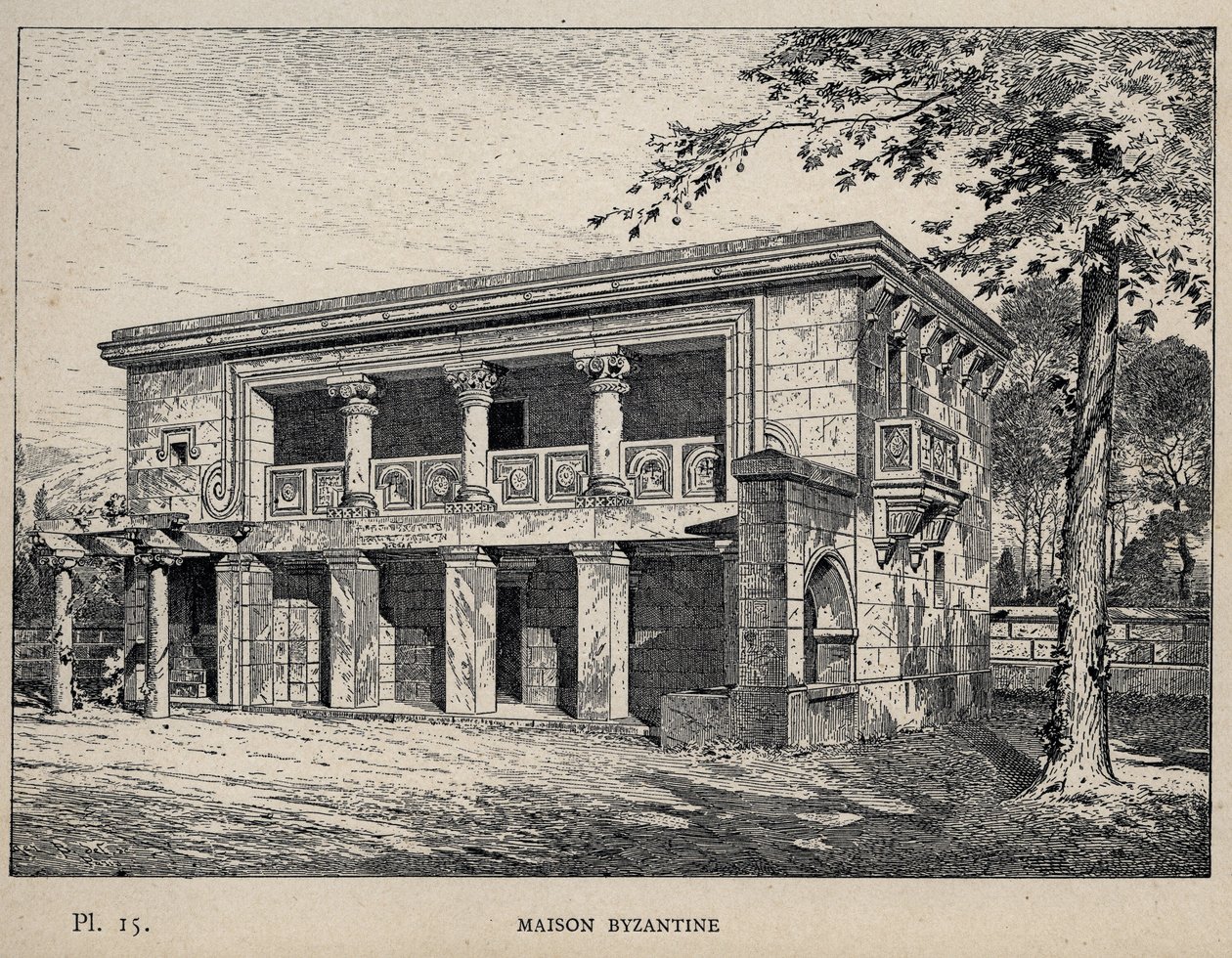 Byzantijns huis - gravure van 1889 in 