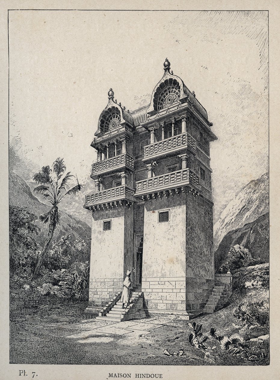 Hindoe huis - gravure van 1889 in 