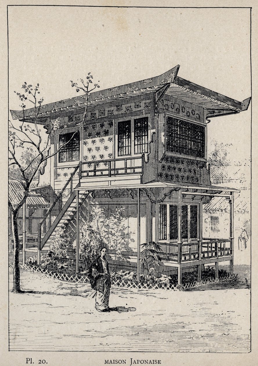 Maison Japonais (Japans huis) - gravure uit 1889 in 