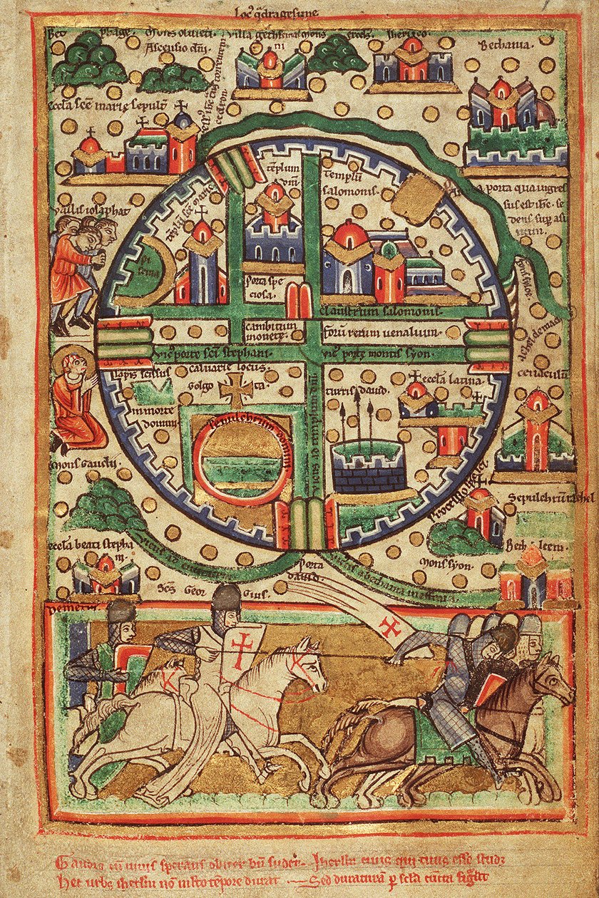 Kaart van Kruisvaarders Jeruzalem door Unknown artist