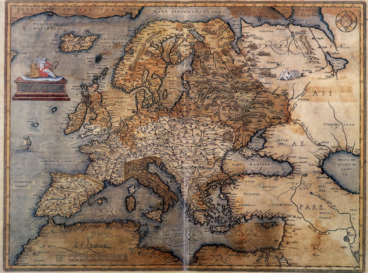 Kaart van Europa door Unknown artist