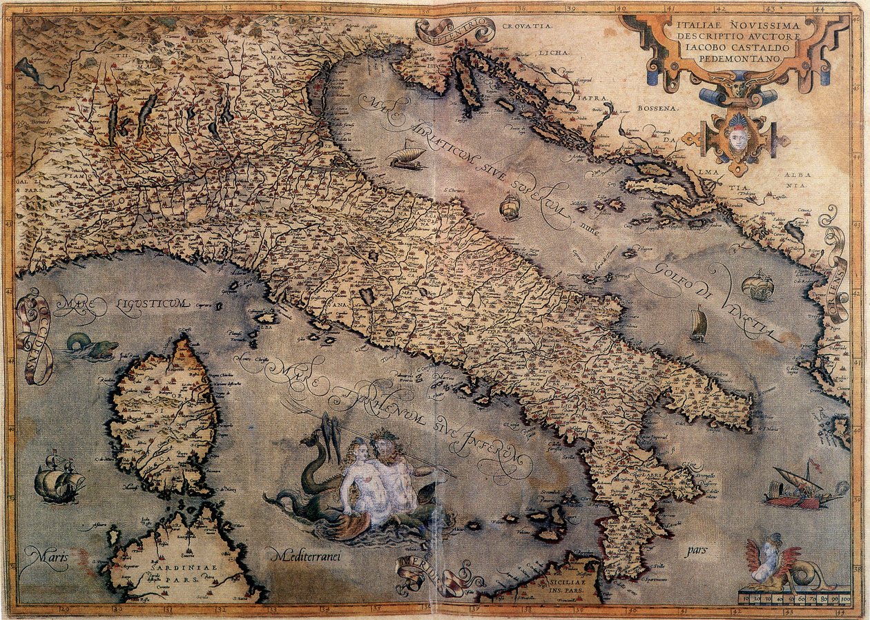 Kaart van Italië door Unknown artist
