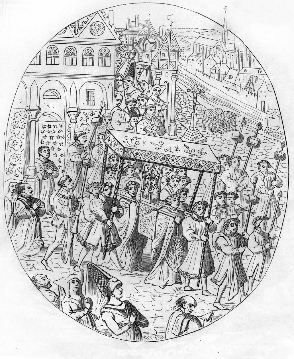 Optocht van een gilde van juweliers in de 15e eeuw door Unknown artist
