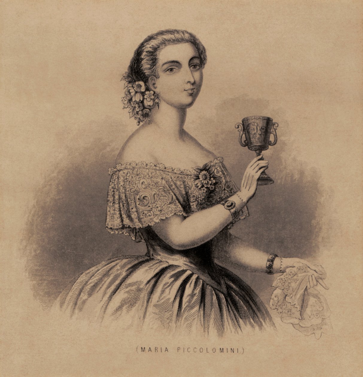 Marietta Piccolomini - portret van de Italiaanse sopraan door Unknown