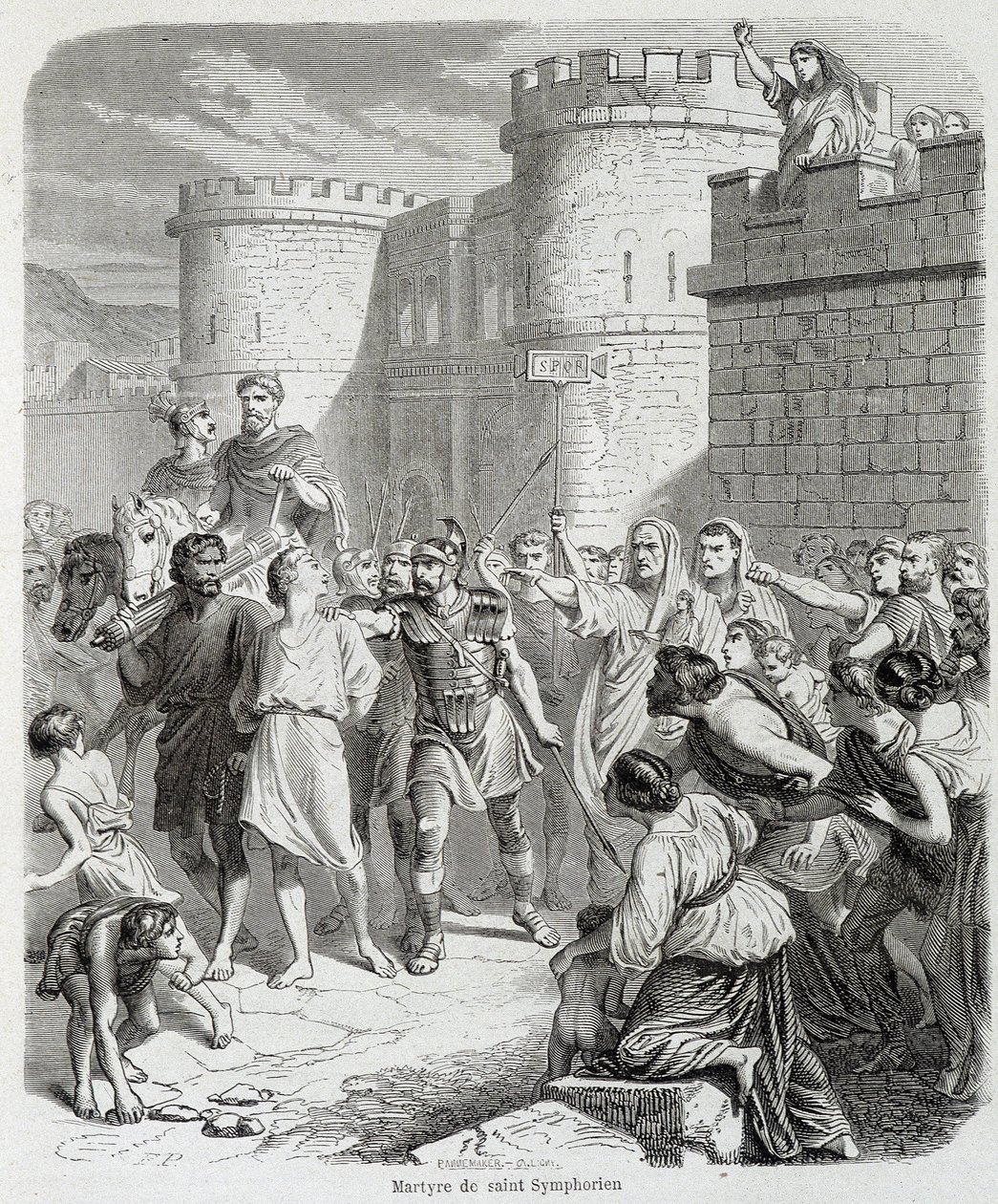 Martelaarschap van Sint Symphorien - in Histoire des popes, door Maurice Lachatre door Unknown artist