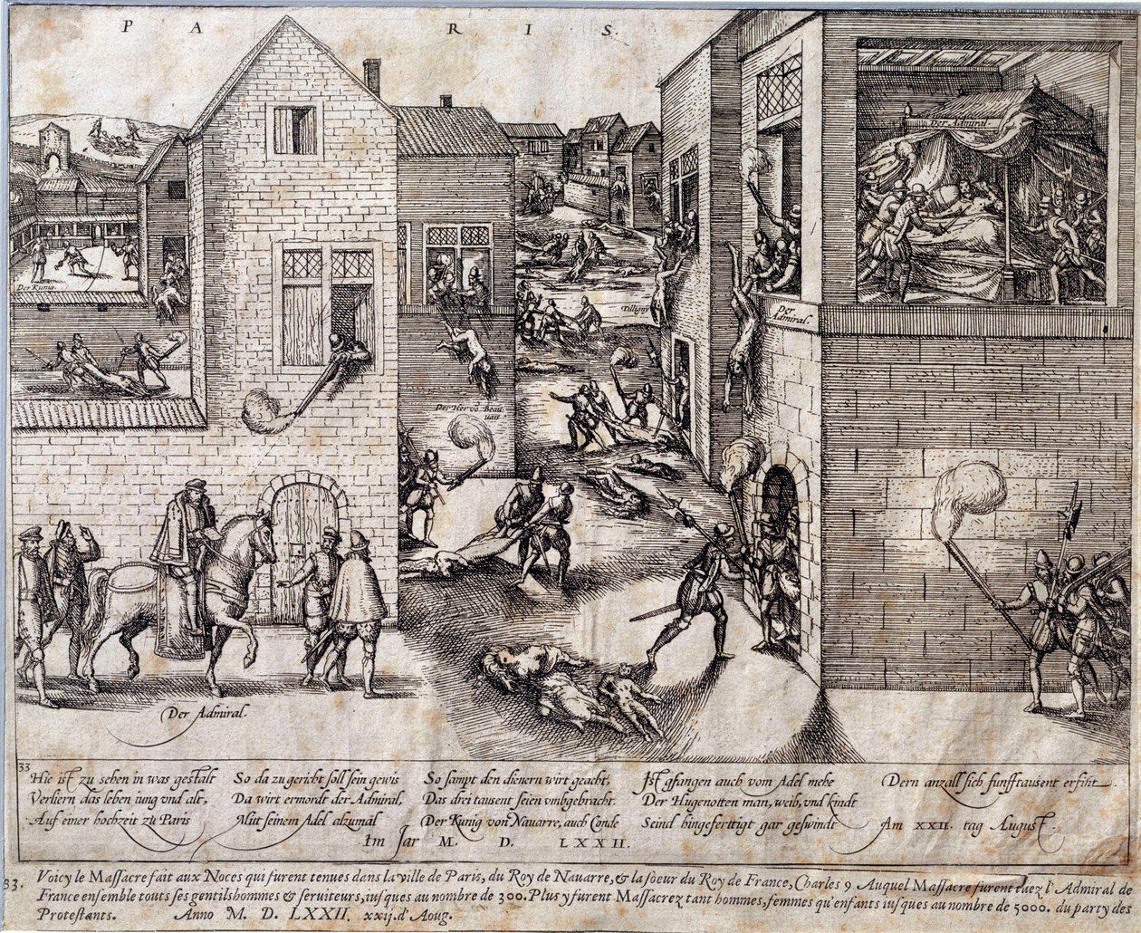 Bloedbad van Sint-Bartholomeüs in Parijs op de nacht van 24 augustus 1572 door Unknown artist