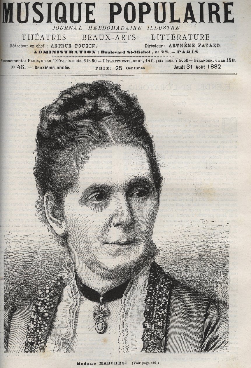 Mathilde Marchesi (1821-1913) Duitse mezzosopraan - gravure in 