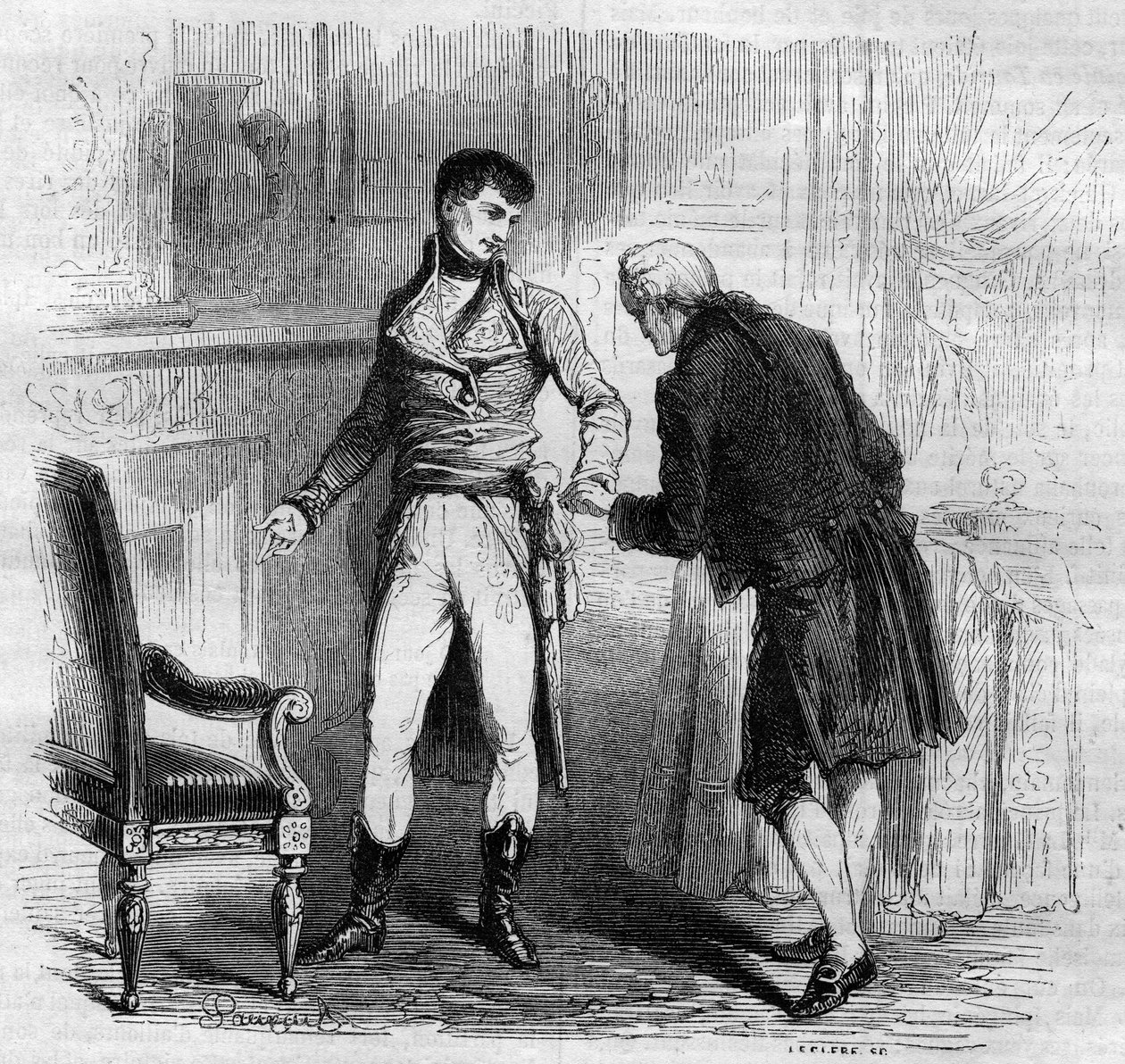 Ontmoeting tussen de Italiaanse componist Niccolo Vito Piccinni en de eerste consul Bonaparte (Napoleon I) door Unknown artist