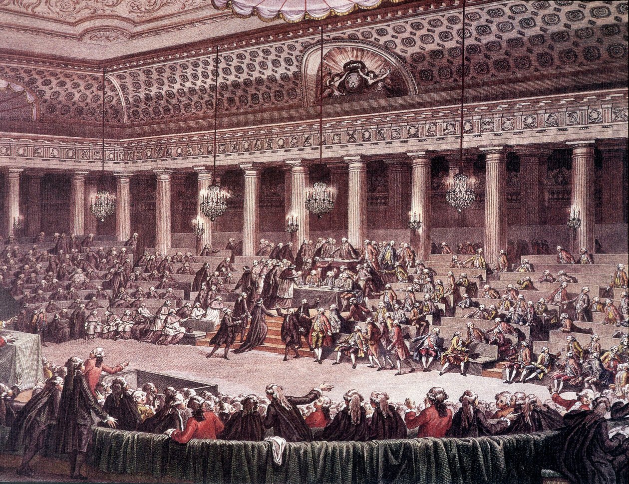 Vergadering van de Grondwetgevende Vergadering in de nacht van 4 augustus 1789 voor de afschaffing van privileges door Unknown artist
