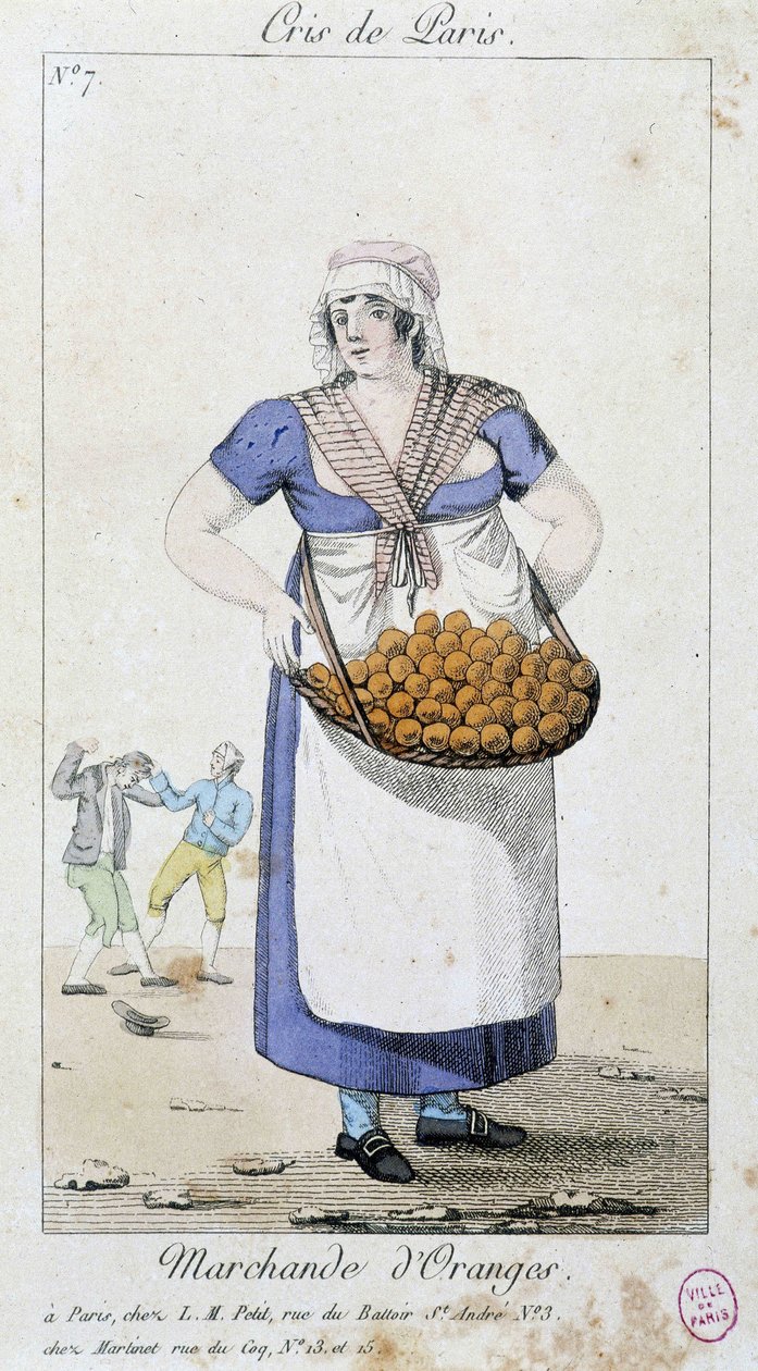 Sinaasappelverkoper - in "Cris de Paris", begin 19e eeuw door Unknown artist